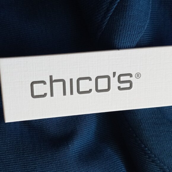 Luxurious Chico's Size 4 (US 20) NWT Pima Cotton 3/4 Sleeve Tee Seaport Blue - Picture 5 of 5